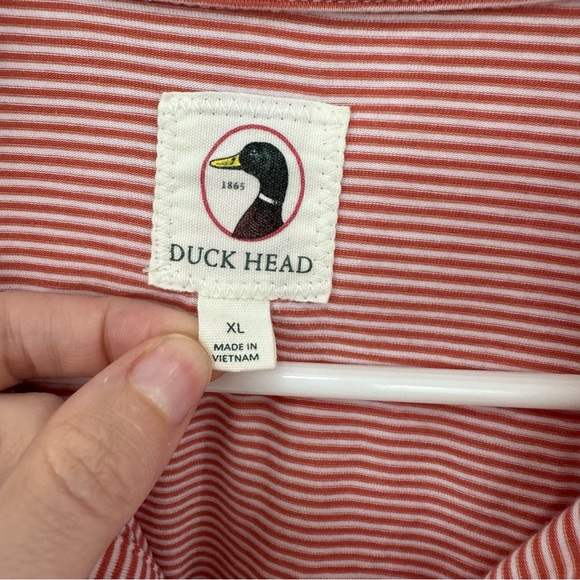 Men's Duck Head Striped Polo Shirt - Red - Picture 3 of 6